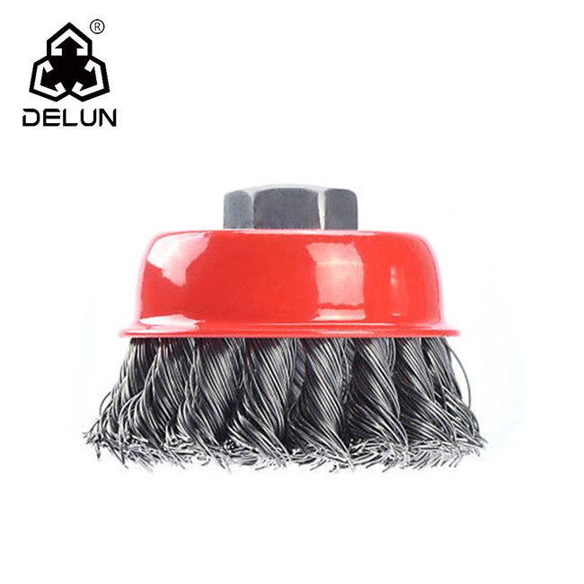 DELUN 4inch twisted wire brush for polishing metal from China