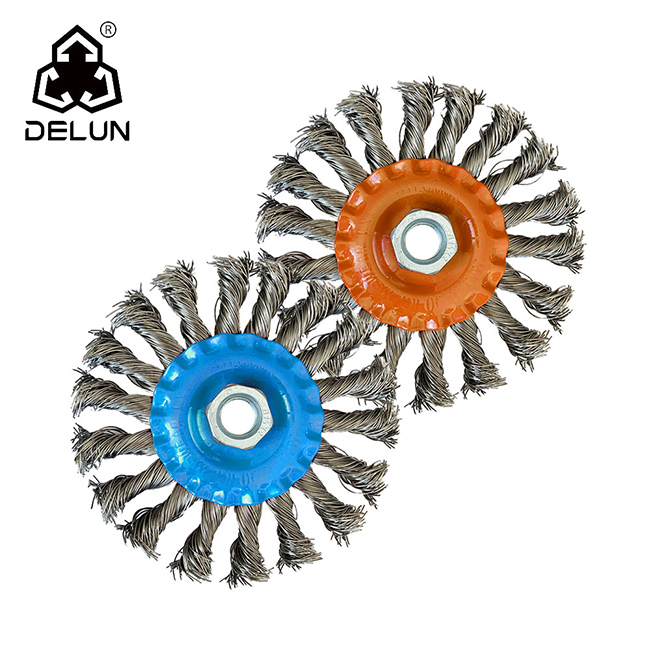 DELUN 7'' 175mm Twisted Steel Wheel Flat Brush Round Shape Hot Sale